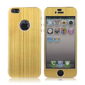 Luxury Brushed Metal Aluminium Full Body Decal Sticker for iPhone 5 - Gold