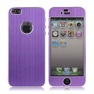 Luxury Brushed Metal Aluminium Full Body Decal Sticker for iPhone 5 - Purple