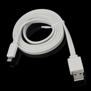 Noodle Lightning to USB Data Charge Cable for iPhone 5 iPod Touch 5 iPod Nano 7 iPad Mini, Length: 1M - White