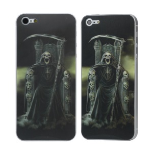 3D Effect Skeleton Holding a Scythe Pattern Back Sticker Skin for iPhone 5