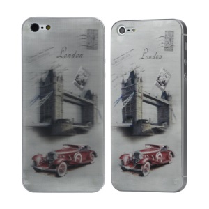 3D Effect London Tower Bridge Retro Car Pattern Protective Back Skin Cover for iPhone 5
