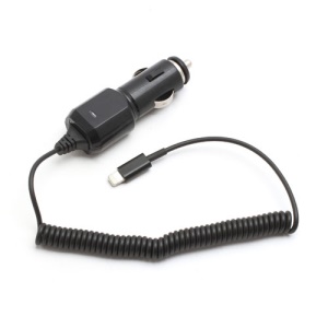 2.1A Flexible Coil Cord Auto Car Charger for iPad 4 / iPhone 5 / iPad Mini / iPod Touch 5 / Nano 7 - Black