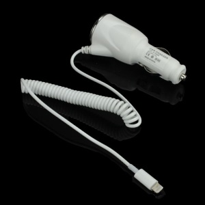 2.1A Coil Cord Car Charger for iPad 4 / iPhone 5 / iPad Mini / iPod Touch 5 / Nano 7