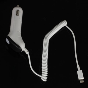 5V 1A Coil Cord Plug-in Auto Car Charger Adapter for iPhone 5 / iPad Mini / iPod Touch 5 / Nano 7 / Samsung i9300 Galaxy S 3