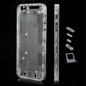 iPhone 5 Plastic Back Cover Housing Faceplates w/ Side Buttons SIM Card Tray - Transparent