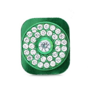 Sparkling White Rhinestone Home Button Key for iPhone 5 - Green