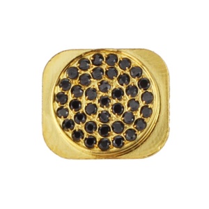 Bling Bling Black Rhinestone Home Button Key for iPhone 5 - Gold