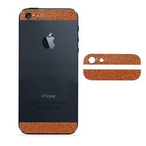 Diamond Metal Top and Bottom Cover for iPhone 5 Back Housing - White Rhinestone / Orange