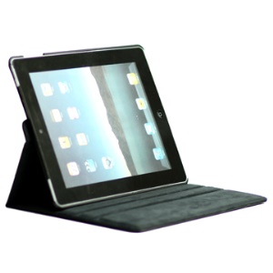 Rotatable Lichee Pattern PU Leather Stand Case with Cutout Logo for New iPad 2 3 4