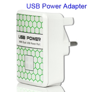 Dual USB Power Adapter AC Wall Charger for iPad / iPhone / iPod / Mobile phone etc (UK Plug)