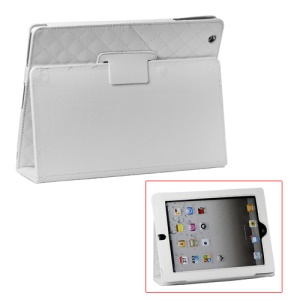 Grid Folio Leather Stand Case for iPad 2 3 4 - White