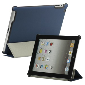 Stylish Leather Smart Cover with Stand for iPad 2 3 4 - Blue