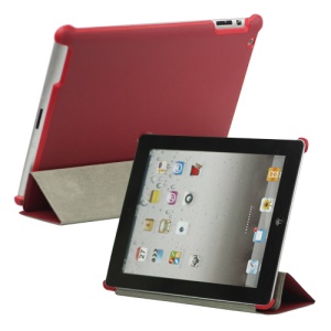 Stylish Leather Smart Cover with Stand for iPad 2 3 4 - Red