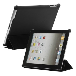 Stylish Leather Smart Cover with Stand for iPad 2 3 4 - Black