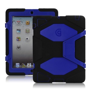 Griffin Survivor Silicone & PC Hard Case for New iPad 2nd 3rd 4th Gen with Stand & Screen Protector - Dark Blue / Black