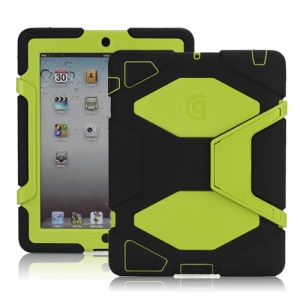 Griffin Survivor Silicone & PC Hard Case for New iPad 2nd 3rd 4th Gen with Stand & Screen Protector - Yellowgreen / Black