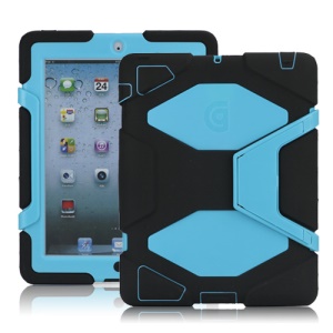 Griffin Survivor Silicone & PC Hard Case for New iPad 2nd 3rd 4th Gen with Stand & Screen Protector - Light Blue / Black