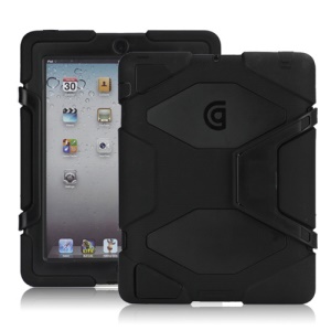 Griffin Survivor Silicone & PC Hard Case for New iPad 2nd 3rd 4th Gen with Stand & Screen Protector - Black
