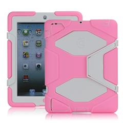 Griffin Survivor Silicone & PC Hard Case for New iPad 2nd 3rd 4th Gen with Stand & Screen Protector - White / Pink