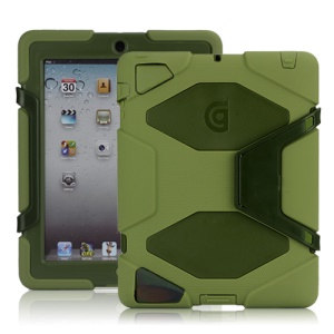 Griffin Survivor Silicone & PC Hard Case for New iPad 2nd 3rd 4th Gen with Stand & Screen Protector - Army Green