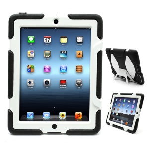Griffin Survivor Silicone & PC Hard Case for New iPad 2nd 3rd 4th Gen with Stand & Screen Protector - White / Black