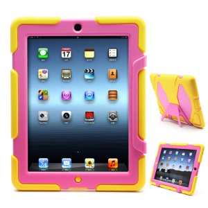 Griffin Survivor Silicone & PC Hard Case for New iPad 2nd 3rd 4th Gen with Stand & Screen Protector - Rose / Yellow