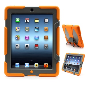 Griffin Survivor Silicone & PC Hard Case for New iPad 2nd 3rd 4th Gen with Stand & Screen Protector - Grey / Orange