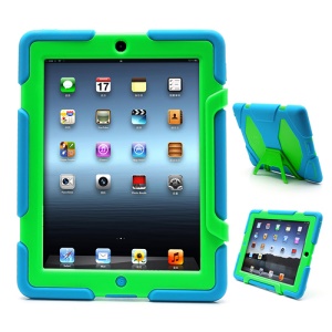 Griffin Survivor Silicone & PC Hard Case for New iPad 2nd 3rd 4th Gen with Stand & Screen Protector - Green / Blue