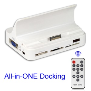 All in One Charging Docking Station with Remote Control for iPad 1 / iPad 2 / iPhone / iPod