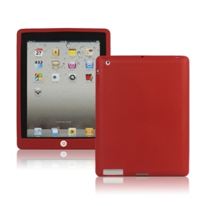 New iPad 2nd 3rd 4th Gen Silicone Case Skin Cover with Home Button - Red