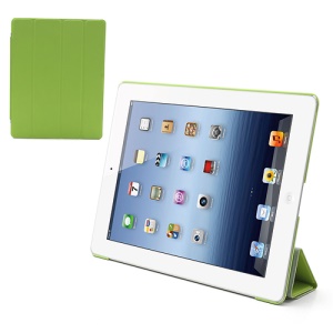 Folio Tri-Fold Leather Smart Cover Stand with Back Hard Case for The New iPad 3 iPad 2 4 - Green