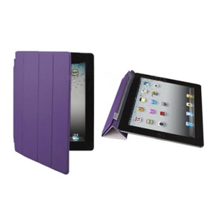 Fabulous Leather Smart Cover for iPad 3rd Generation The New iPad - Purple