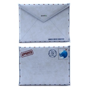 SAMDI Retro Envelope Leather Pouch Sleeve for iPad 4 / 3 / 2 / Samsung P7300 - Blue, Size:26cm x 19.5cm