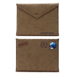 SAMDI Retro Envelope Postcard Leather Pouch Case for iPad 4 / 3 / 2 / Samsung P7300 - Brown, Size:26cm x 19.5cm