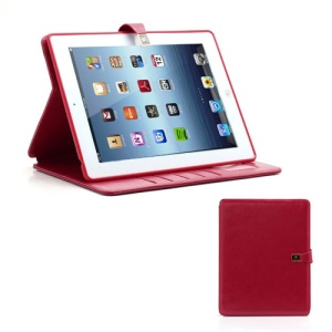 M Case Crazy Horse Leather Wallet Case Cover w/ Stand for iPad 4 / 3 / 2 - Red
