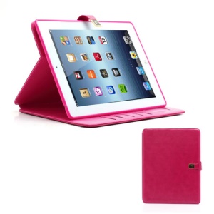 M Case Crazy Horse Leather Wallet Case Cover w/ Stand for iPad 4 / 3 / 2 - Rose
