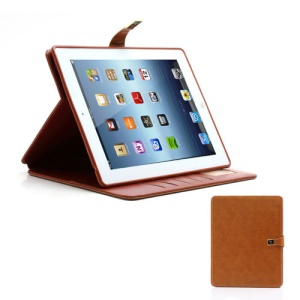 M Case Crazy Horse Leather Wallet Case Cover w/ Stand for iPad 4 / 3 / 2 - Brown
