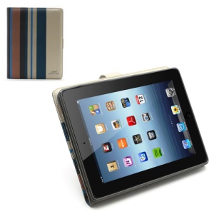 LIYI Fashion Colorful Stripe Leather Case with Stand and Card Slot for iPad 4 3 2 - B