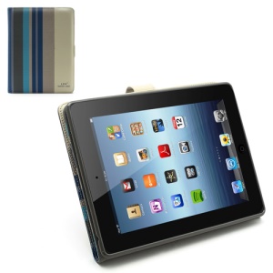 LIYI Fashion Colorful Stripe Leather Case with Stand and Card Slot for iPad 4 3 2 - C