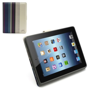 LIYI Fashion Colorful Stripe Leather Case with Stand and Card Slot for iPad 4 3 2 - D