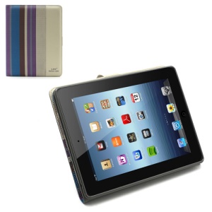 LIYI Fashion Colorful Stripe Leather Case with Stand and Card Slot for iPad 4 3 2 - E