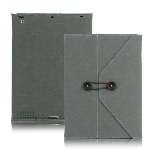 Jeans Cool Style Leather Case Handbag for New iPad 3rd 2nd 4th Generation - Grey