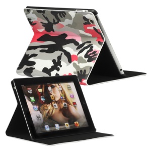 Camouflage Magnetic Leather Smart Cover Stand for New iPad 2 3 4 - Pink