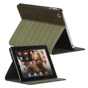 Folio Canvas Leather Stand Case for New iPad 2 3 4 - Green
