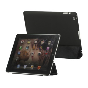 Slim Leather Smart Cover with Stand for iPad 2nd 3rd 4th Gen - Black