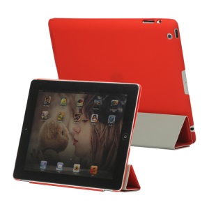 Slim Leather Smart Cover with Stand for iPad 2nd 3rd 4th Gen - Red