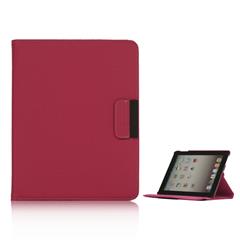 360 Degree Rotating Folio Canvas Stand Case with Stylus for iPad 2nd 3rd 4th Generation - Red