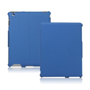 Slim Lychee PU Leather Case Cover for iPad 2nd 3rd 4th Gen - Blue