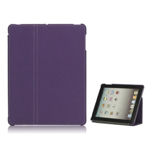Premium Canvas Folio Case Stand for iPad 2 3 4 - Purple