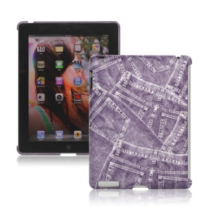 Retro Jeans Leather Hard Case for iPad 2nd 3rd 4th Gen Smart Cover Companion - Purple